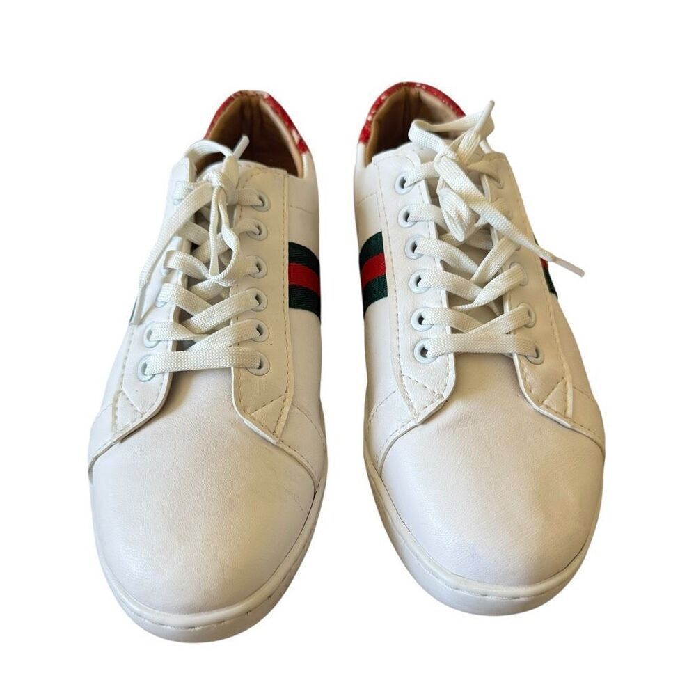 Gucci "Ace" leather low-top sneakers with crocodile-embossed leather trim SZ 36. - Picture 2 of 15